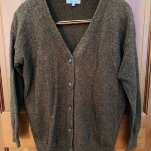 Madewell Dark Brown V Neck Relaxed Fit, Cardigan, Women S, Wool Blend, Like New